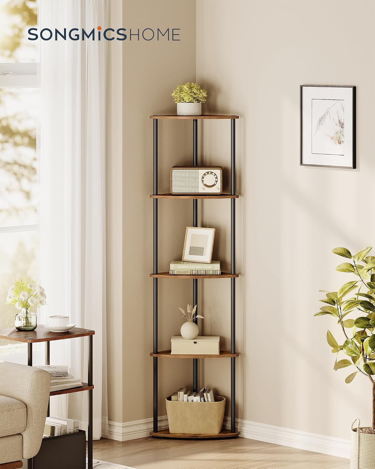 SONGMICS HOME 5-Tier Corner Shelf, Toolless Assembly