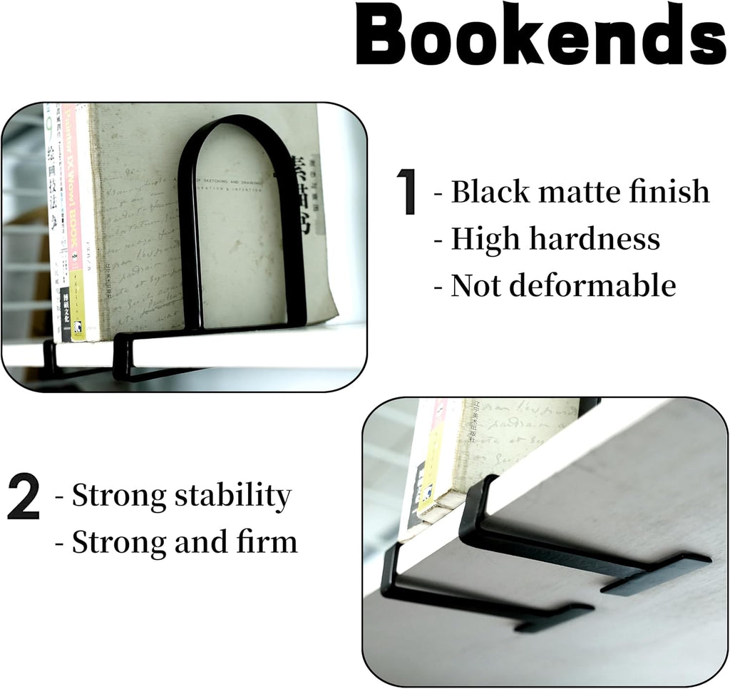 AJART Heavy Duty Bookends for Shelves: Metal Clamp Book for Vinyl Records