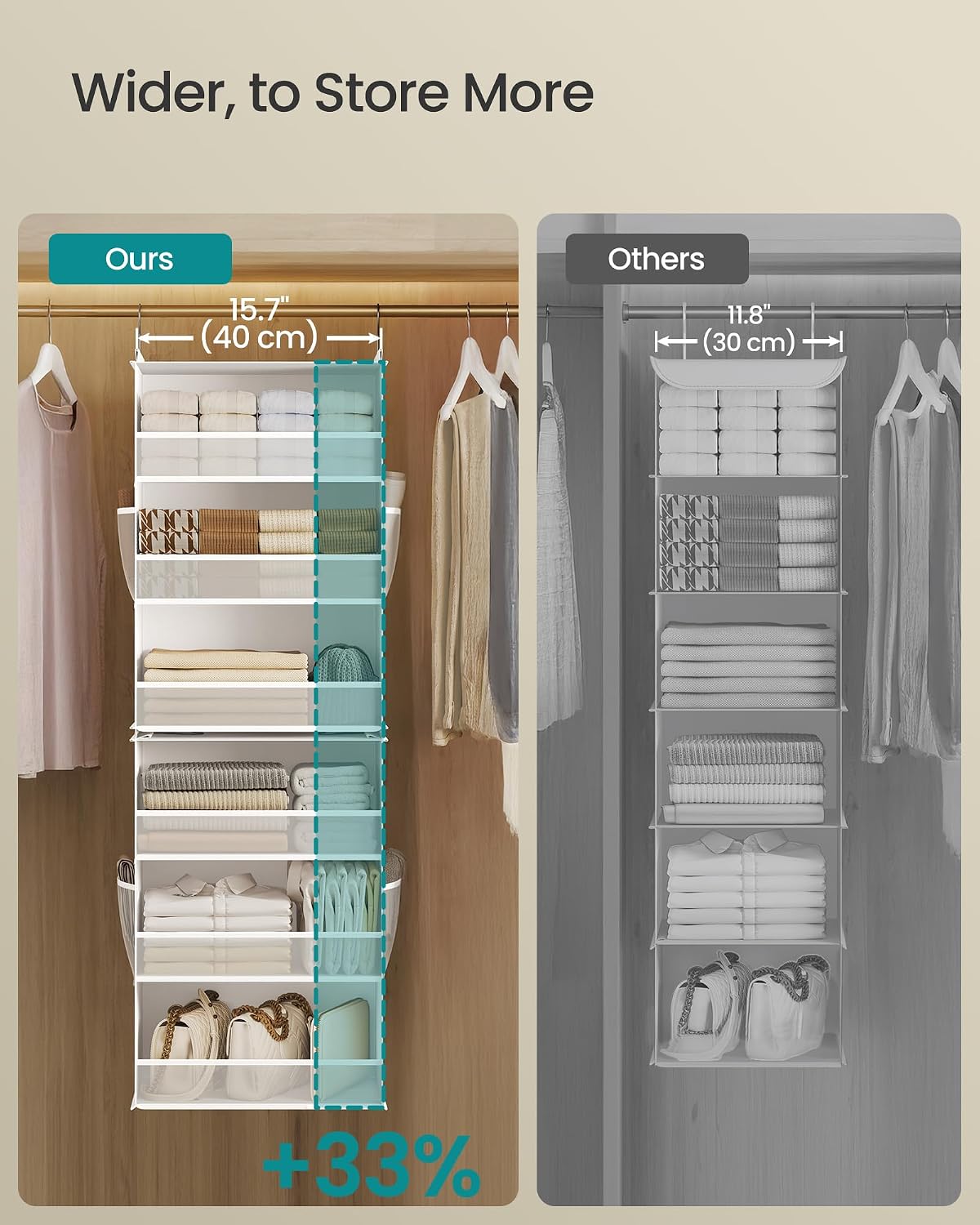 SONGMICS Widended Hanging Closet Organizer and Storage, 6-Tier, Separable