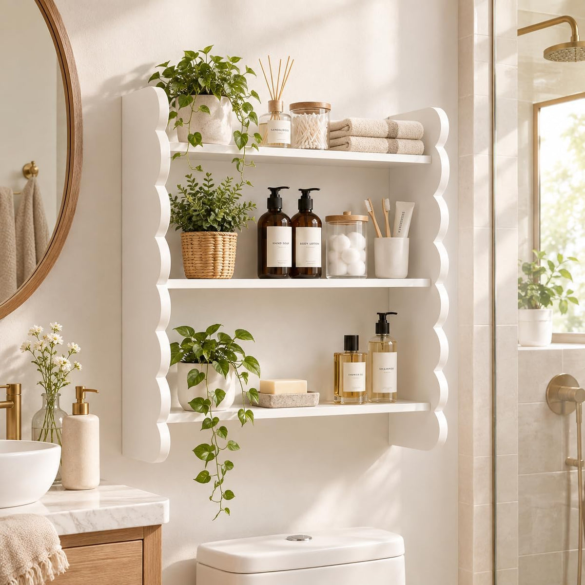 3-Tier Bathroom Shelf, 10-Min Install, Upgraded Joinery, No Side Screws