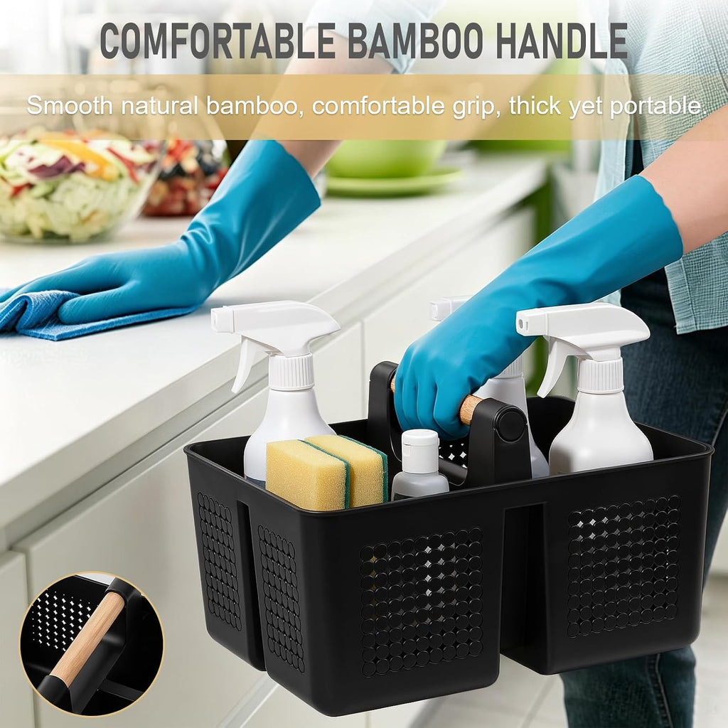 Portable Shower Caddy Basket Plastic Caddy Organizer with Handle Black