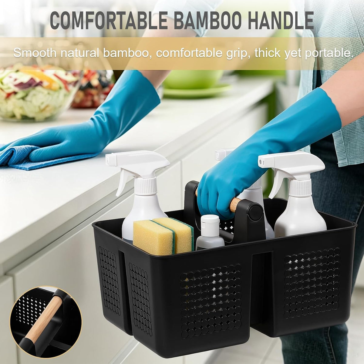 Portable Shower Caddy Basket Plastic Caddy Organizer with Handle Black