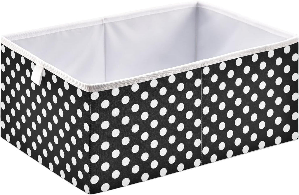 CaTaKu Polka Dots Cube Storage Bins for Organization, Rectangular Fabric Black and White Storage Cubes Storage Bins for Cube Organizer Foldable Storage Baskets for Shelves Living Room