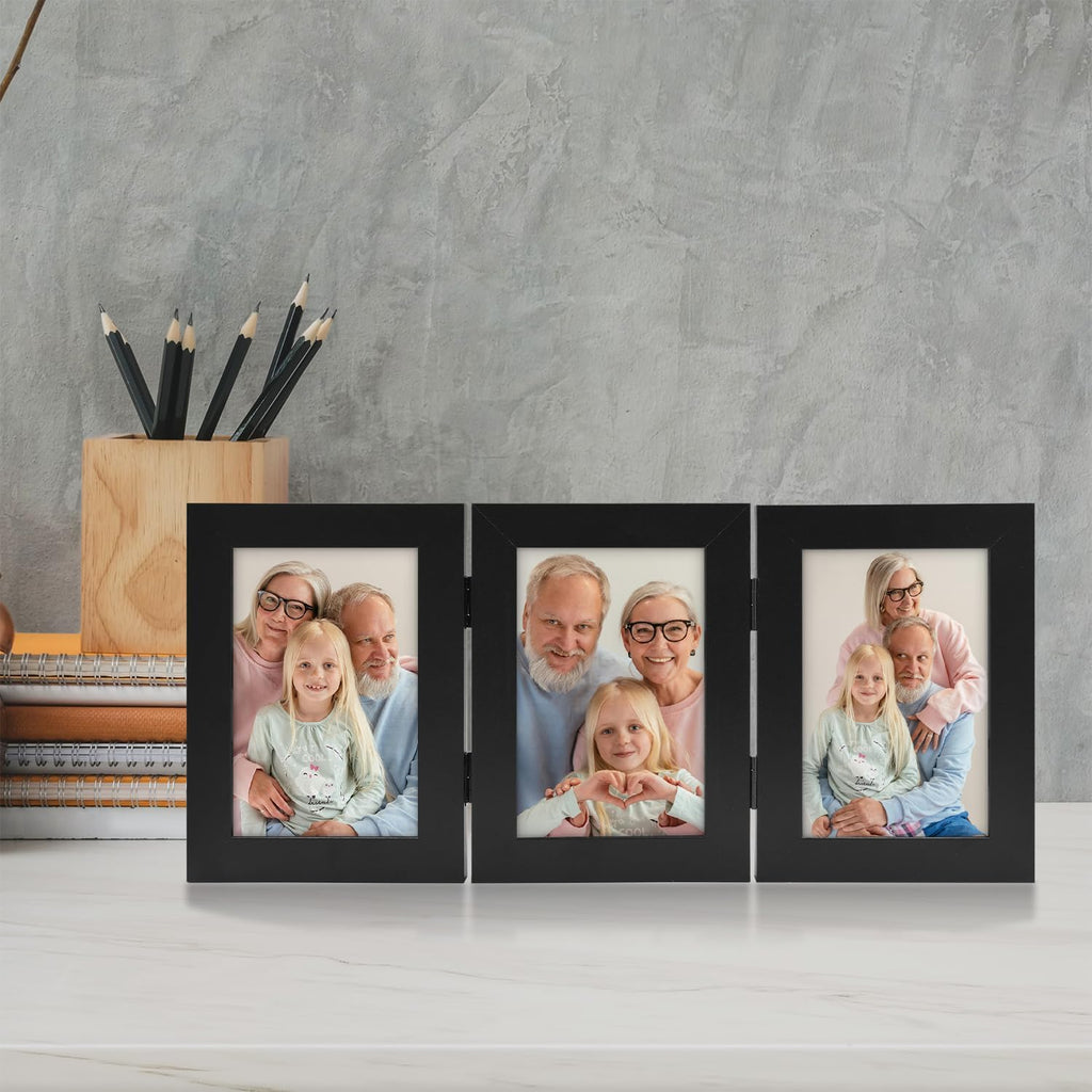 Frametory, 4x6 Triple Picture Frames Black, 1 Pack