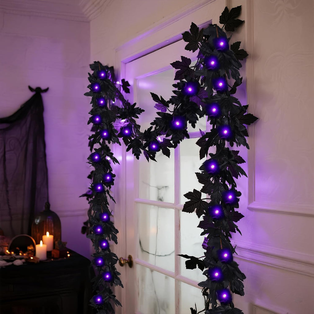 Black Halloween Garland, 6FT Halloween String Lights Battery Operated