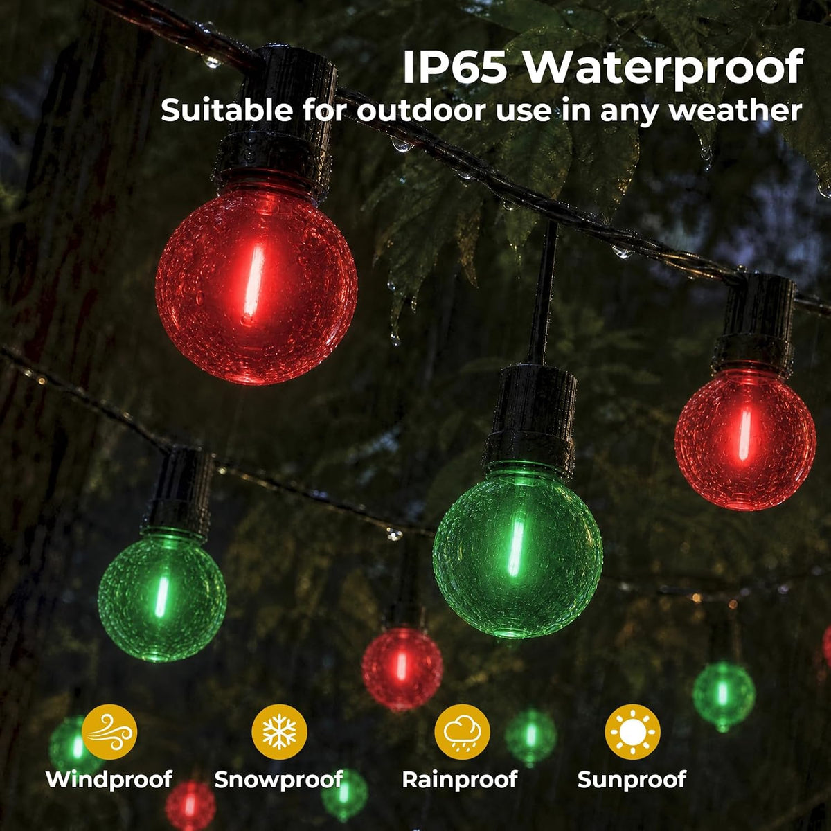 GvvooHome 36 Pack G40 Colored Light Bulbs, 1Watt LED Red and Green Bulbs