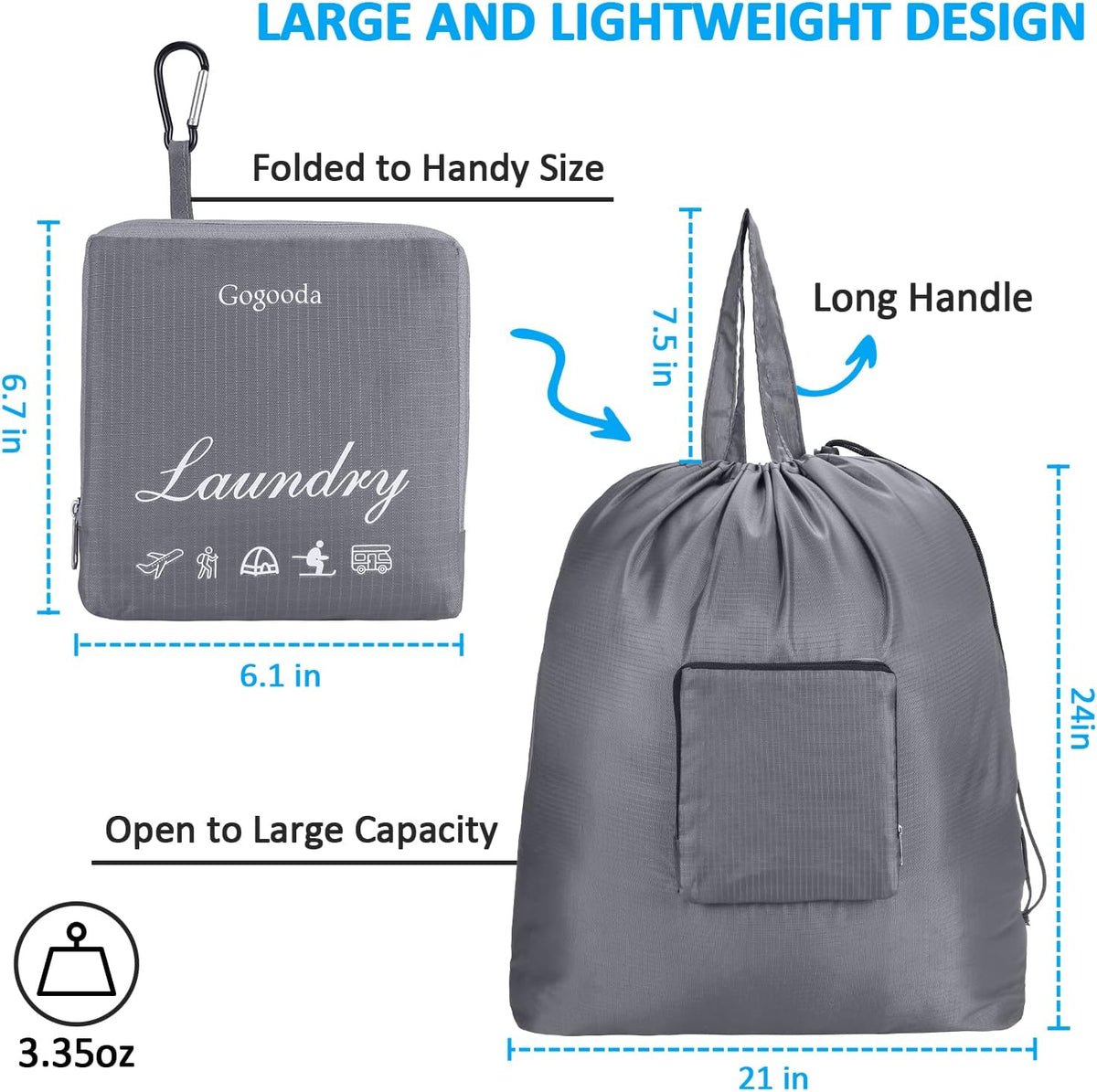 GOGOODA Travel Laundry Bags with Drawstring Closure XL Large with Handle