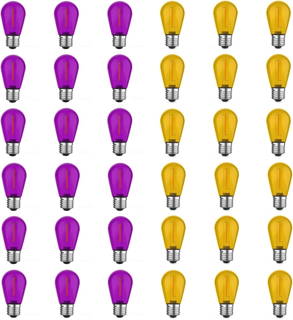 GvvooHome 36 Pack S14 Orange and Purple Light Bulbs for String Lights