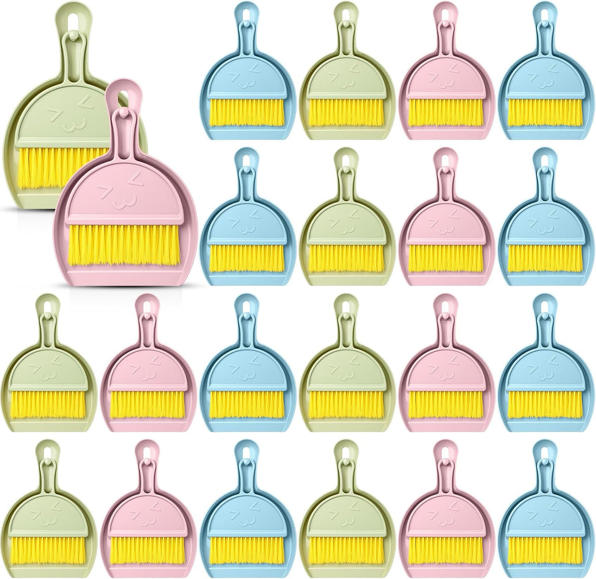 LemonRoad 24 Pack Nesting Mini Broom and Dustpan Set with Handle