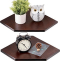 Corner Wall Shelves Set 2 Wire Hole Solid Oak Wood Display Shelf ,Walnut