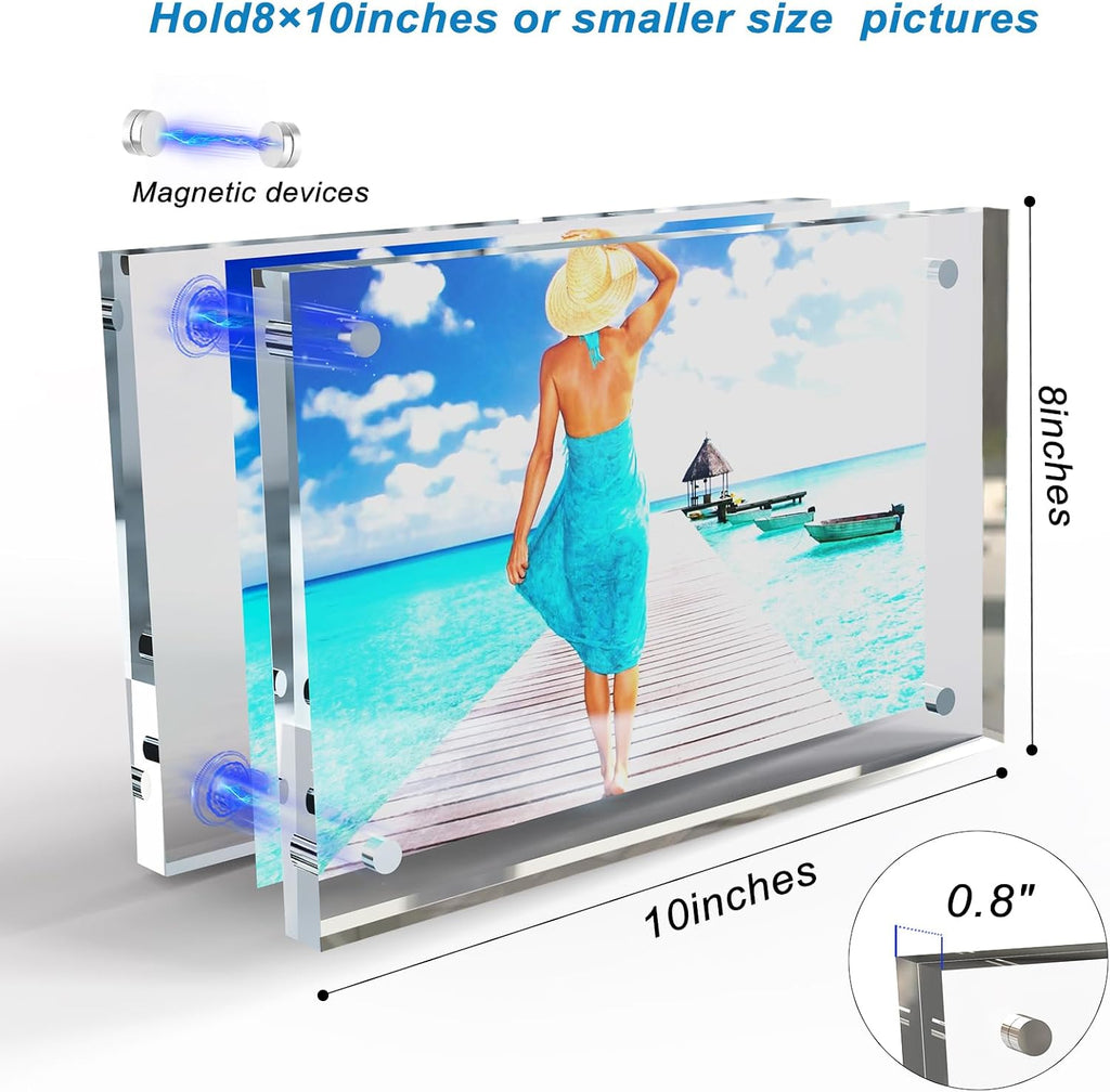 8x10 Inch Acrylic Picture Frame 1 Pack, 10+10mm Magnetic Photo Frame