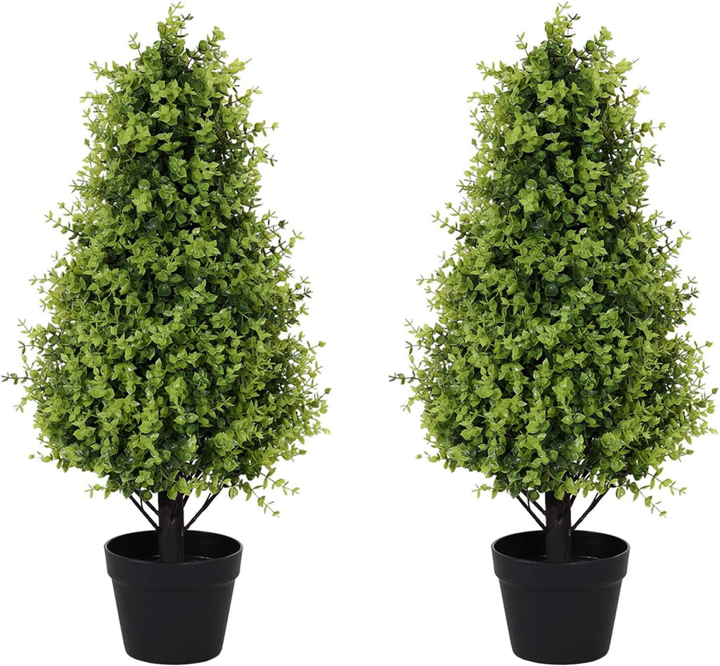 30" Artificial Boxwood Topiary Trees for Outdoor Set of 2