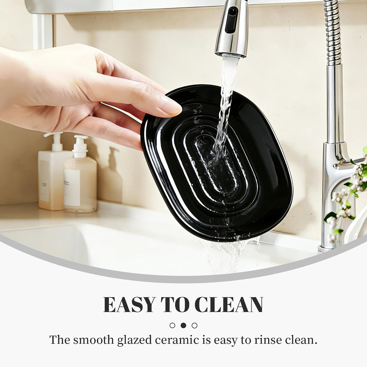 Black Ceramic Soap Dish/Tray for Bathroom Shower Kitchen