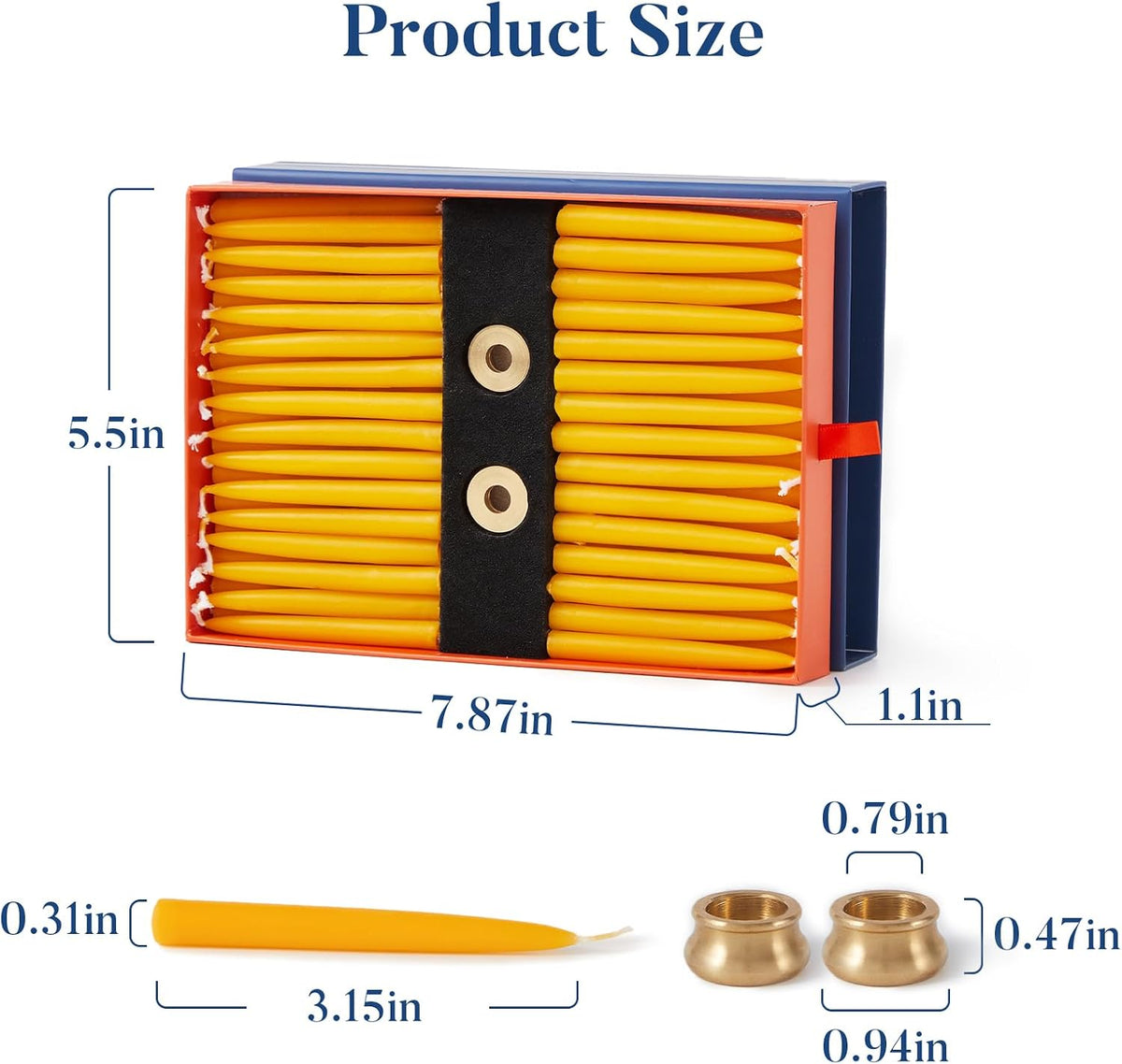 Crenovo 20 Minute Beeswax Meditation Candles with Brass Holder, 60 Pack