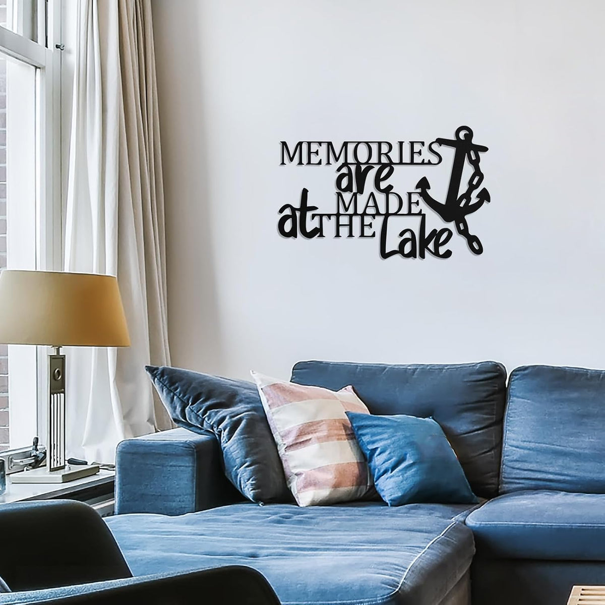 Hnatzu Memories Are Made at The Lake Metal Wall Art, Rustic Waterfront Cabin Decor for Indoor Outdoor Use,Lake Life Cottage Porch Decor,Unique Gift