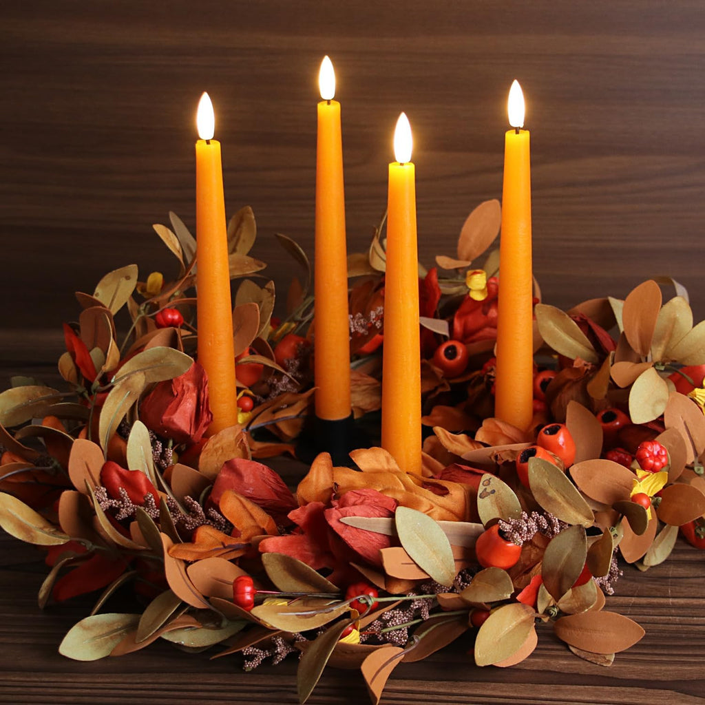 Fanna Real Wax Flameless Taper Candles with Remote & Batteries - Orange