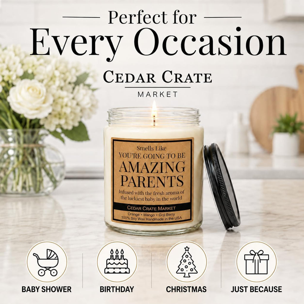 Expectant Parents Gifts - Baby Congratulations Candle - 100% Soy Wax