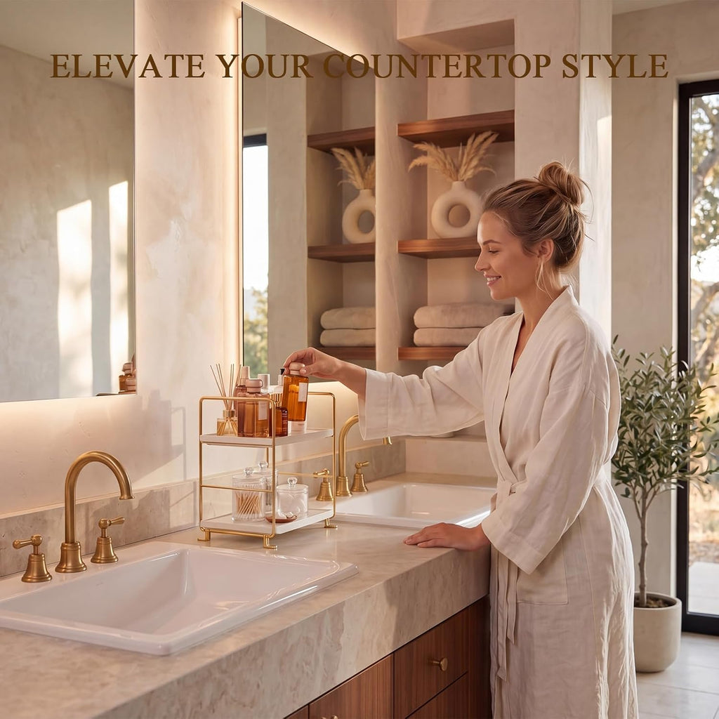 FSyueyun 2-Tier Bathroom Countertop Organizer, Makeup Organizer for Vanity
