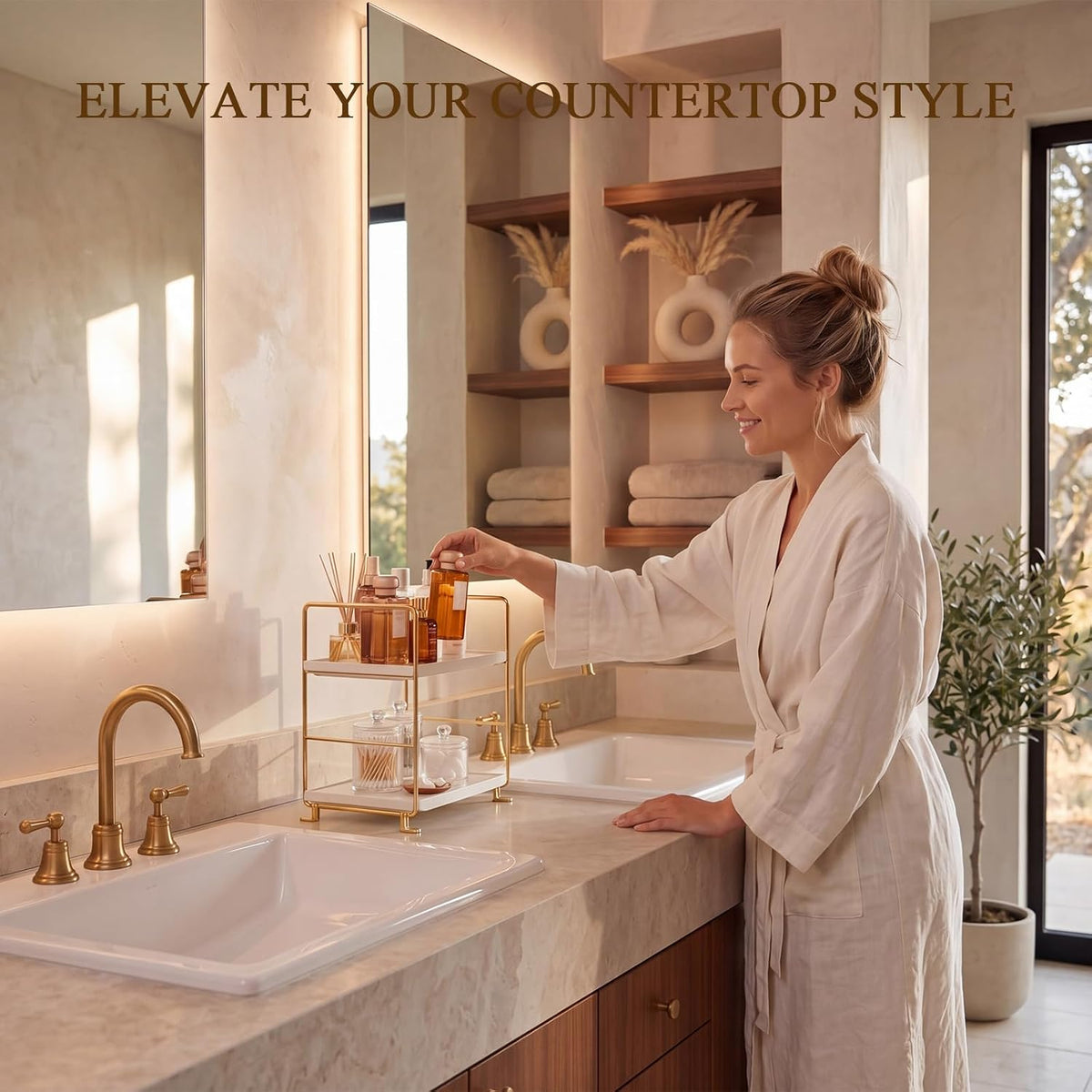 FSyueyun 2-Tier Bathroom Countertop Organizer, Makeup Organizer for Vanity
