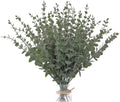 Fake Plants, 100Pcs Eucalyptus Stems Artificial Flowers, Fake Eucalyptus Leaves Stems, Plastic Grey Green Touch Leaf Branches for Home Office Flowers Bouquet Centerpiece Wedding Decoration