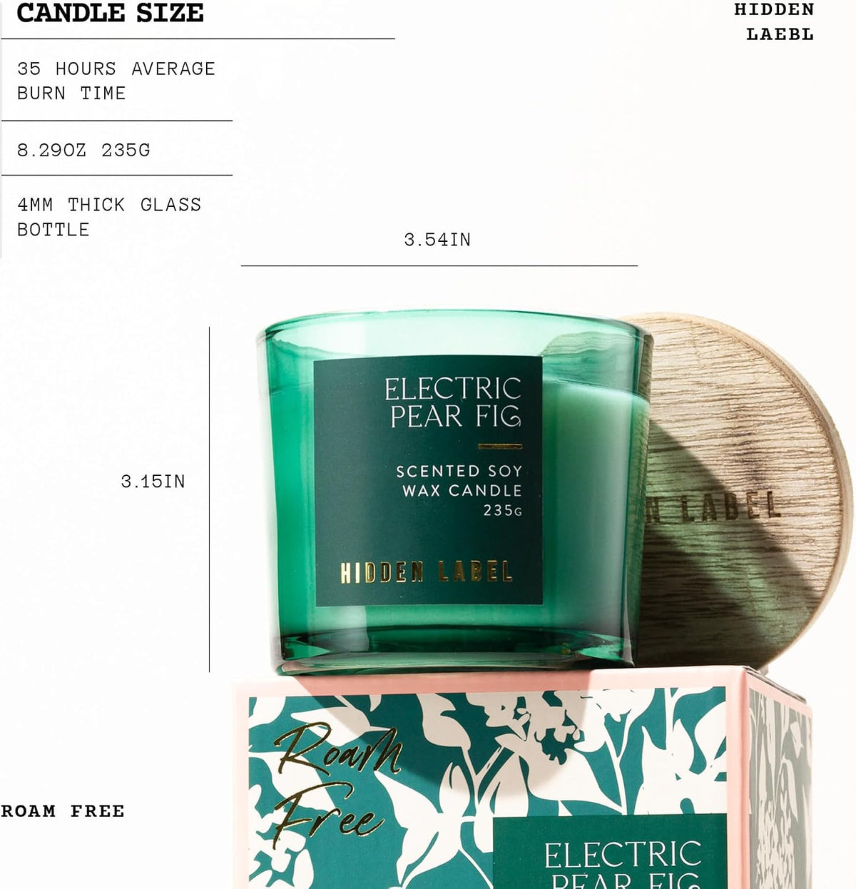 Hidden Label Electric Pear Fig Candle, 8.3oz, 45H Aromatherapy