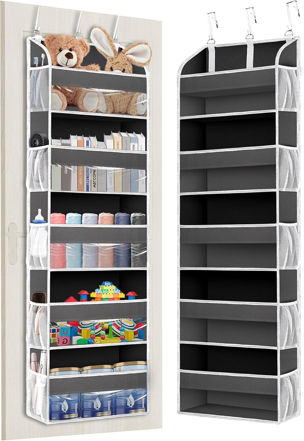 TAHAVICE Over the Door Organizer Storage, 5 Large & 10 Mesh Pockets