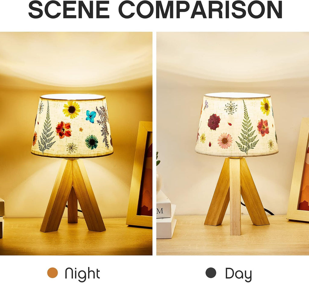 Hortsun Pressed Flower Vintage Table Lamp,Trapezoid