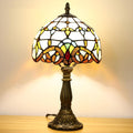 Tiffany Style Table Lamp, Baroque Style Stained Glass Lamp, 8 Inch Small Antique Lamp, for Bedside Nightstand Bedroom Living Room Home Office, Include LED Bulb