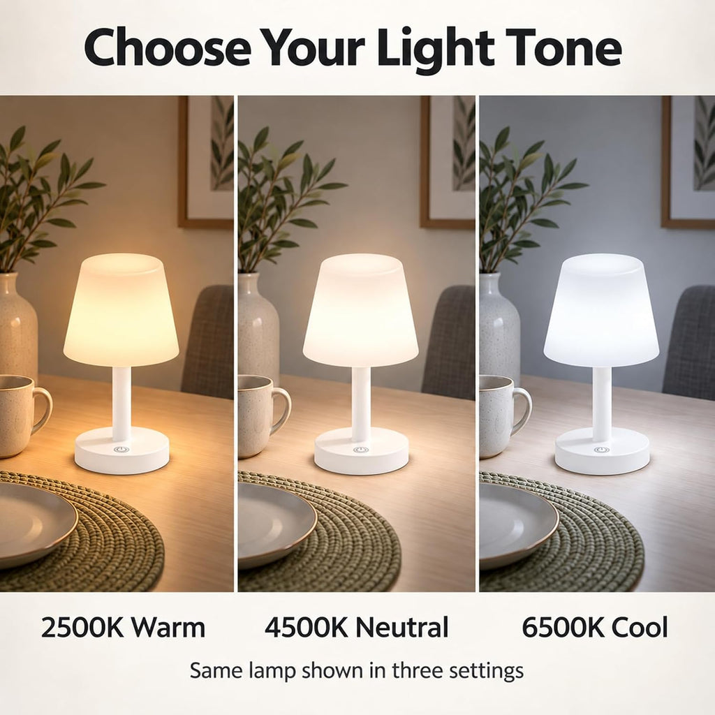 Mini Rechargeable Table Lamp, IP54 Cordless Shower Light, White, 1 Pack