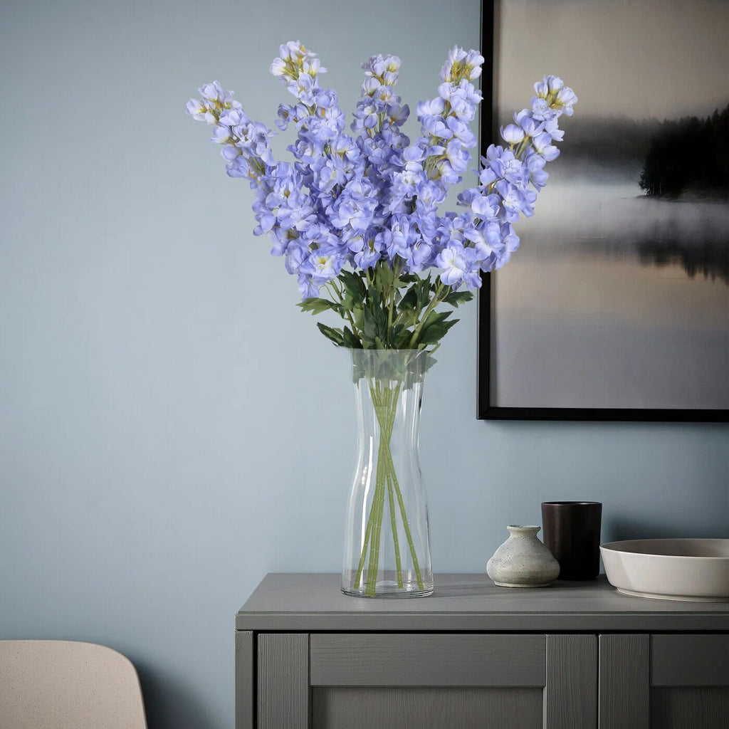 Blue Delphinium Artificial Flowers,5PCS Faux Larkspur Flowers 39" Long Stem Silk Flowers for Tall Vase Home Wedding Table Decor(Blue)