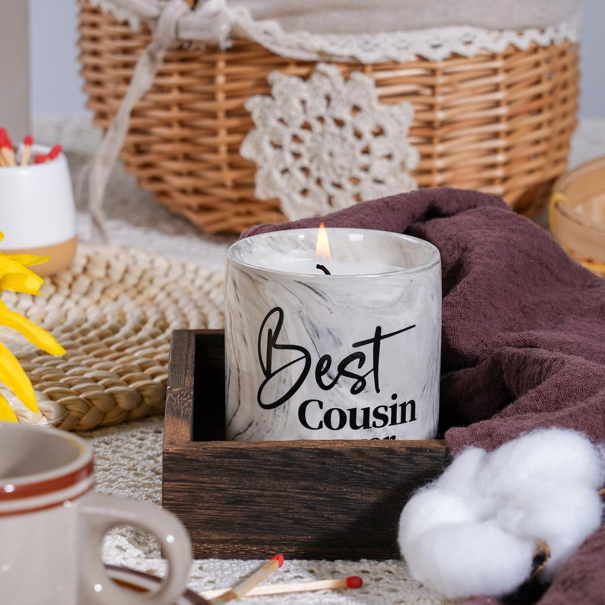 Cousin Gifts for Women Best Cousin Ever Candle for Birthday, Christmas, Thanksgiving, Valentines Day, Mother's Day Gifts for Cousins Female Male