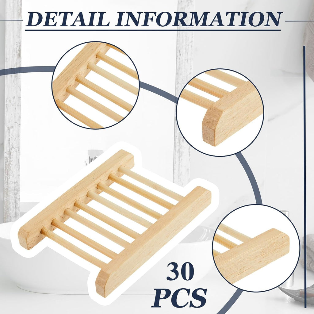 Rtteri 60 Pcs Soap Saver Bags & Bamboo Soap Holder Set Exfoliating Sisal Soaps Washing Bags Self Draining Wooden Bar Soaps Dish for Shower Bath Toilet Kitchen Restaurant