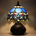 Small Tiffany Mushroom Table Lamp,Mini Memory Sympathy Antique lamp 8X11 Inch (Blue Baroque)