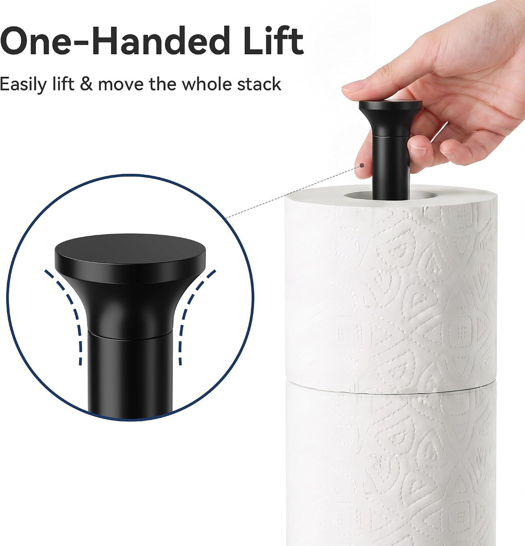 Toilet Paper Holder Stand, Free Standing Storage, Stainless Steel, Black