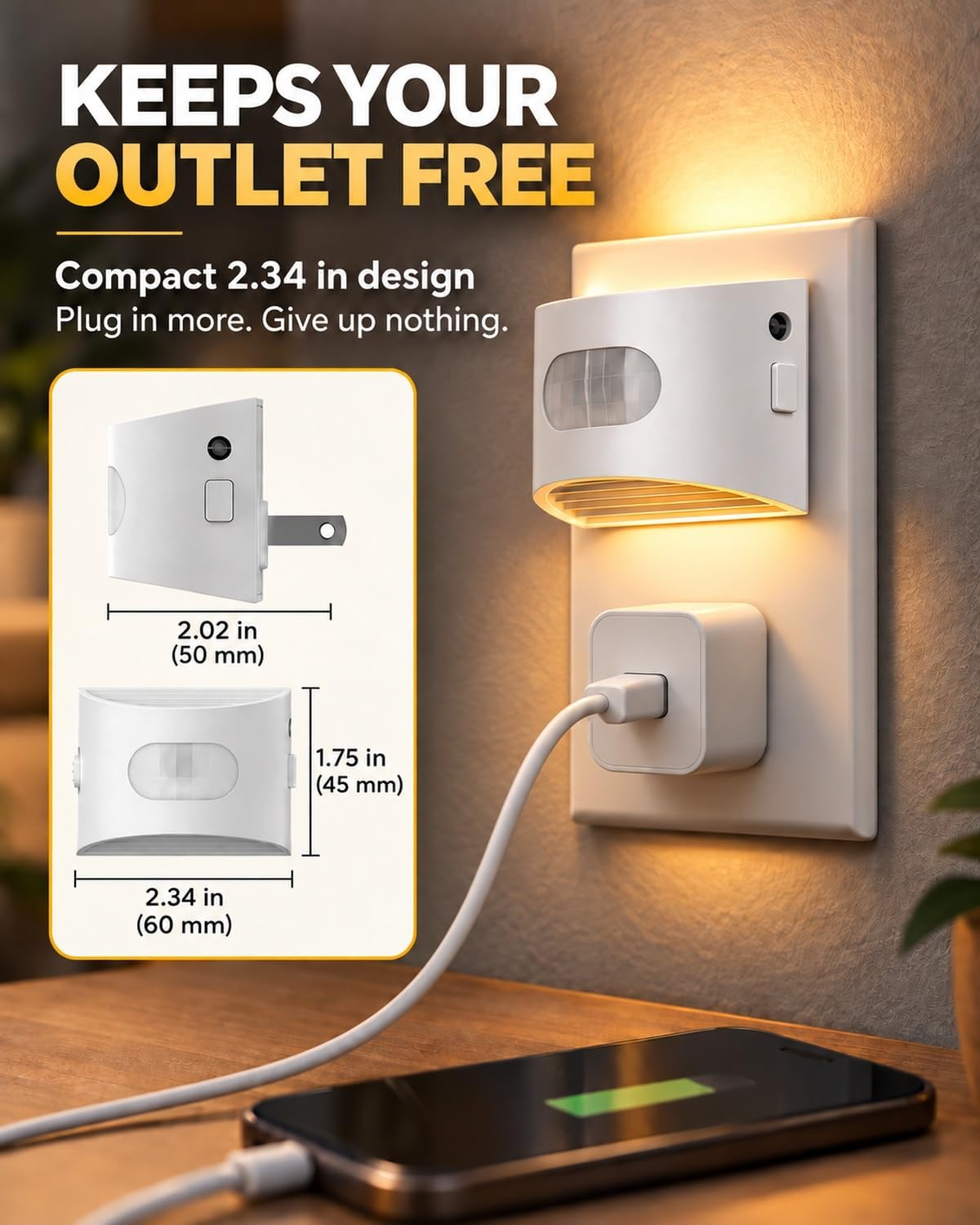 L LOHAS LED Motion Sensor Night Light, Night Lights Plug into Wall, 4 Pack