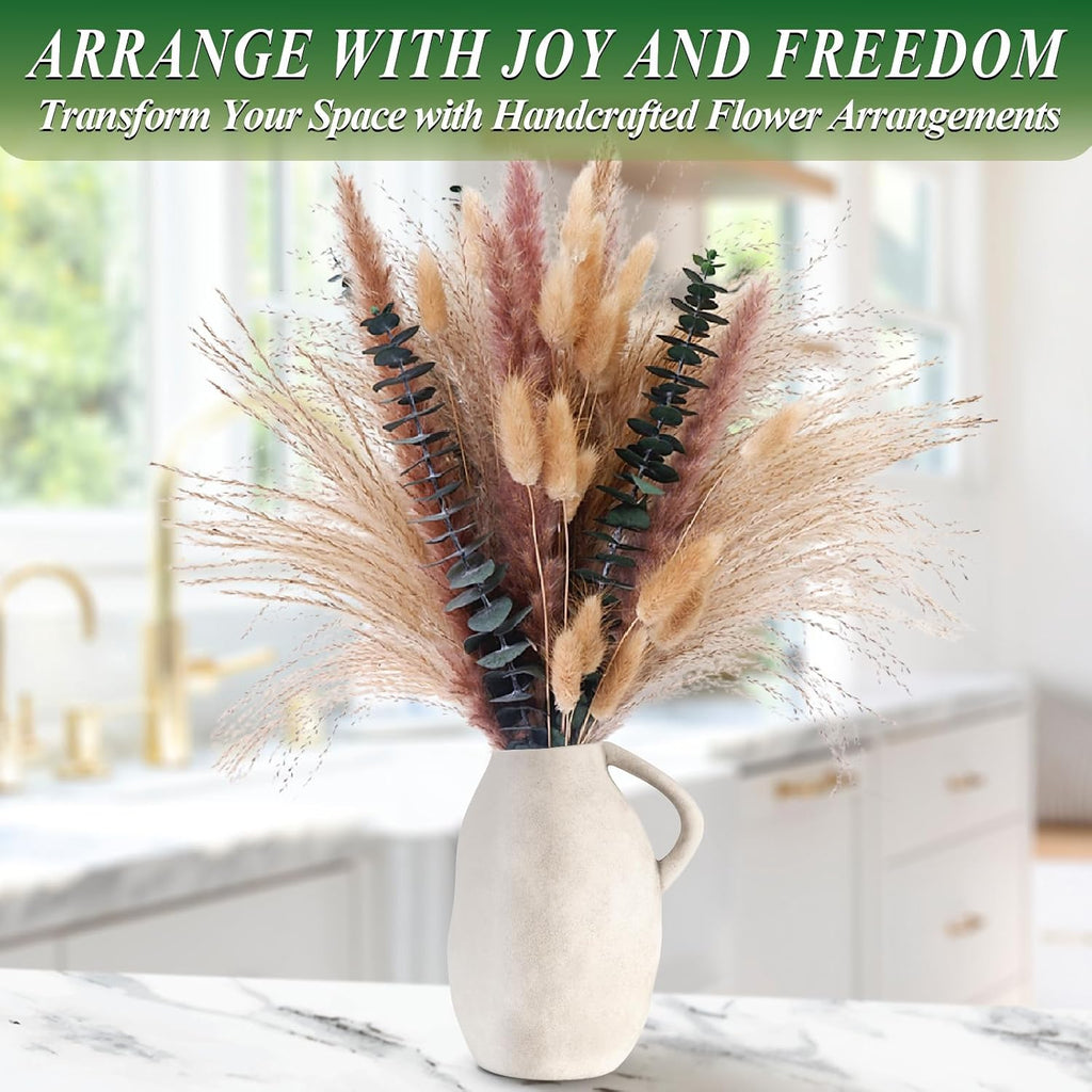 60Pcs Dried Pampas Grass & Eucalyptus Decor, Boho Bouquet for Home