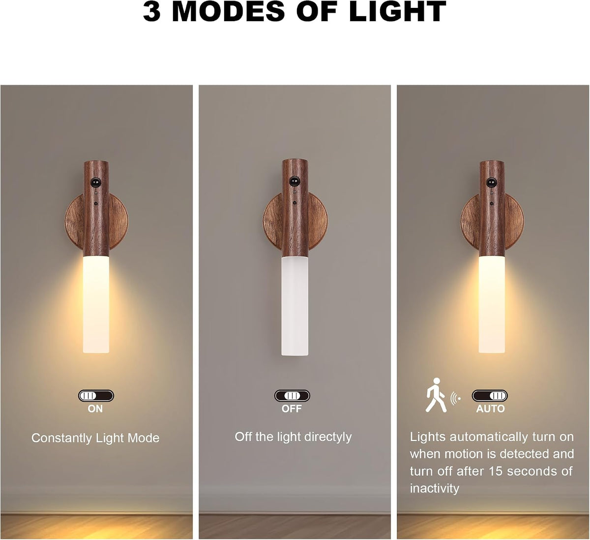 Wood Motion Sensor Night Light RGB Walnut Stairway(Walnut)