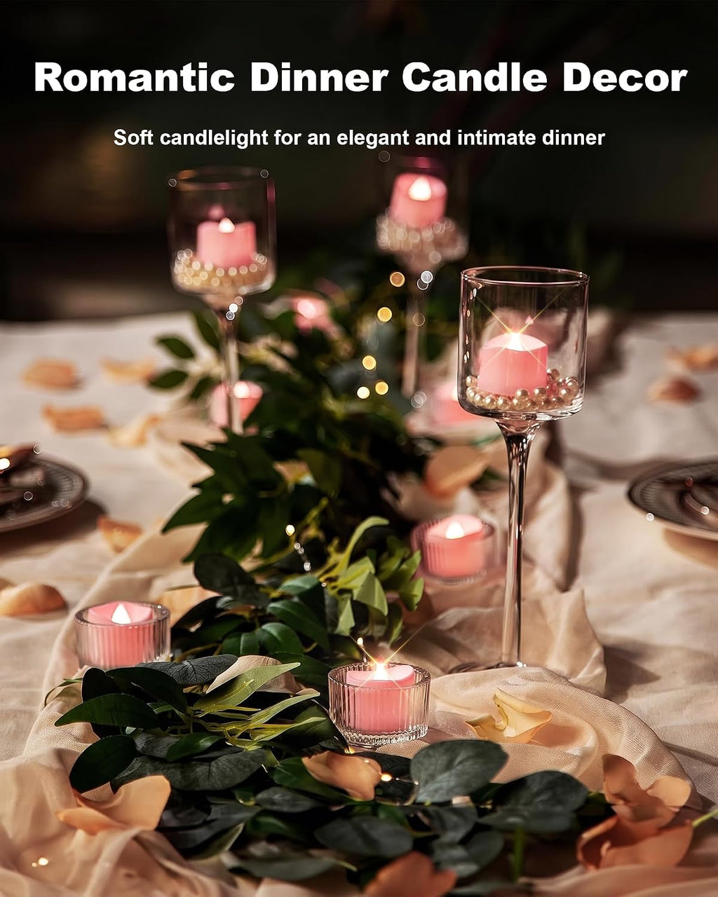 Homemory 24-Pack Pink Remote Flameless Battery Tea Light Candles, 400+ Hrs