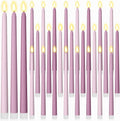 Macarrie 24 Packs Flameless Taper Candles Battery LED 11",Morandi Purple