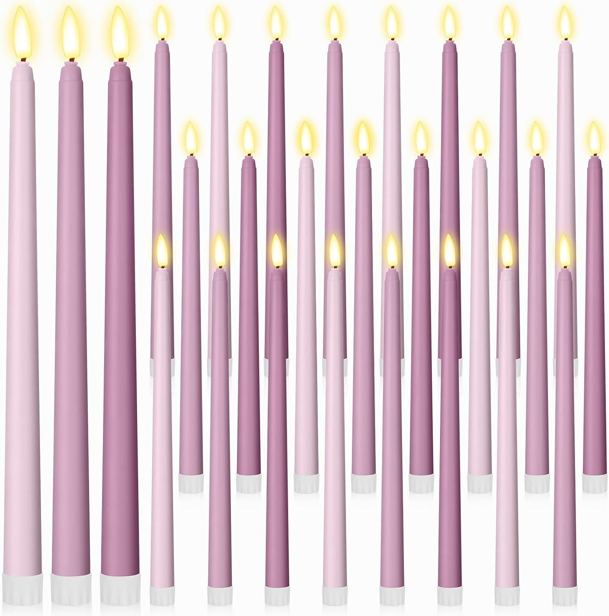 Macarrie 24 Packs Flameless Taper Candles Battery LED 11",Morandi Purple