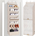 STORAGE MANIAC Over the Door Shoe Organizer with Curtain Dustproof Heavy-Duty Large Deep Pocket Hanging Shoe Organizer for Closet Dorm & Narrow Door Storage Shoe Holder Shoe Rack, 7-Shelf Beige 1 Pack