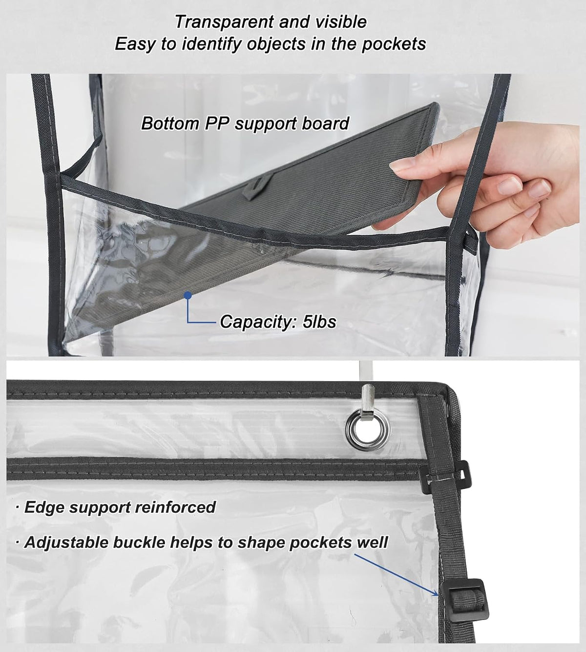 Over Door Organizer Hanging Storage 5 Shelf Clear Pockets Pantry Closet