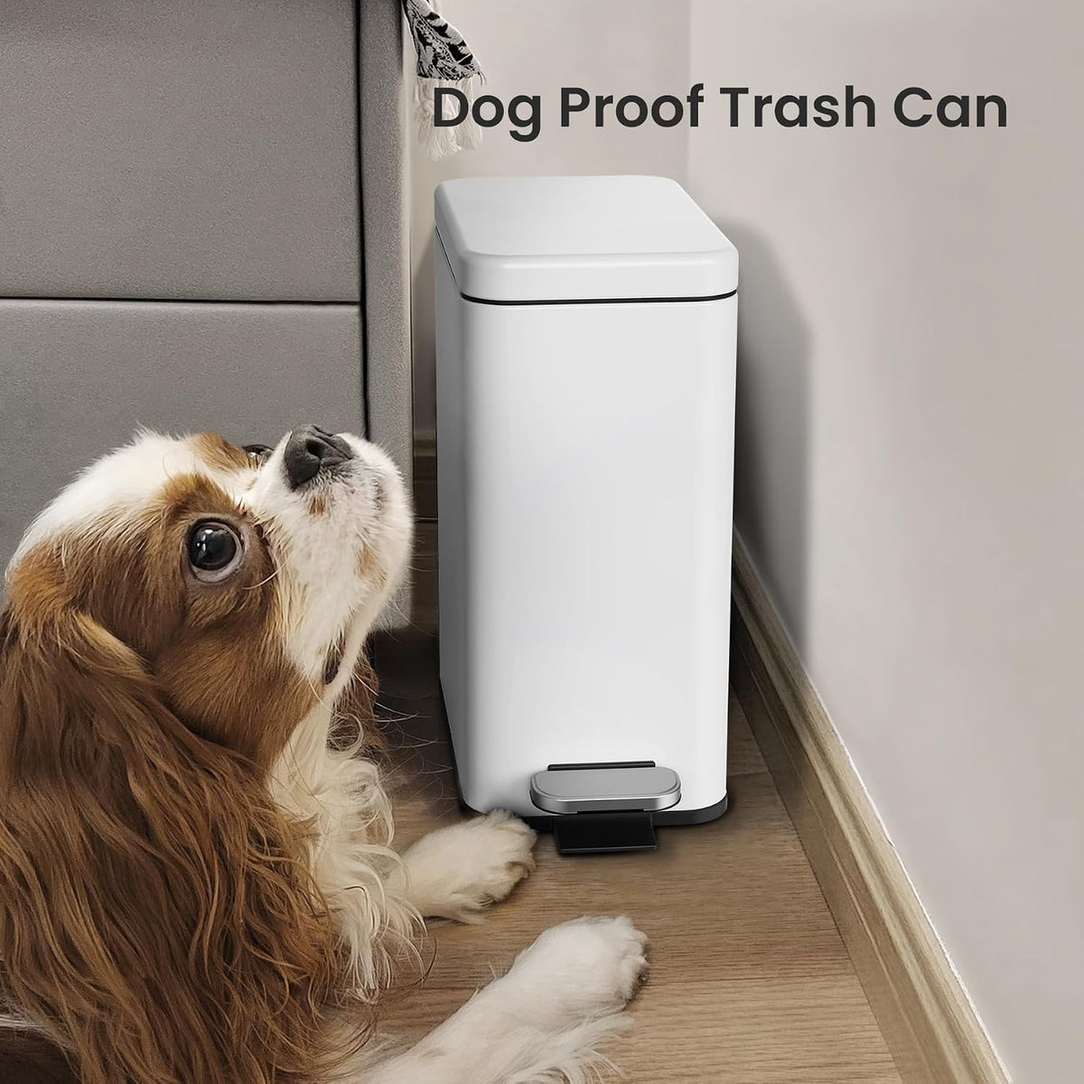 Cesun 2.6 Gallons Small Bathroom Trash Can with Lid Soft Close, White