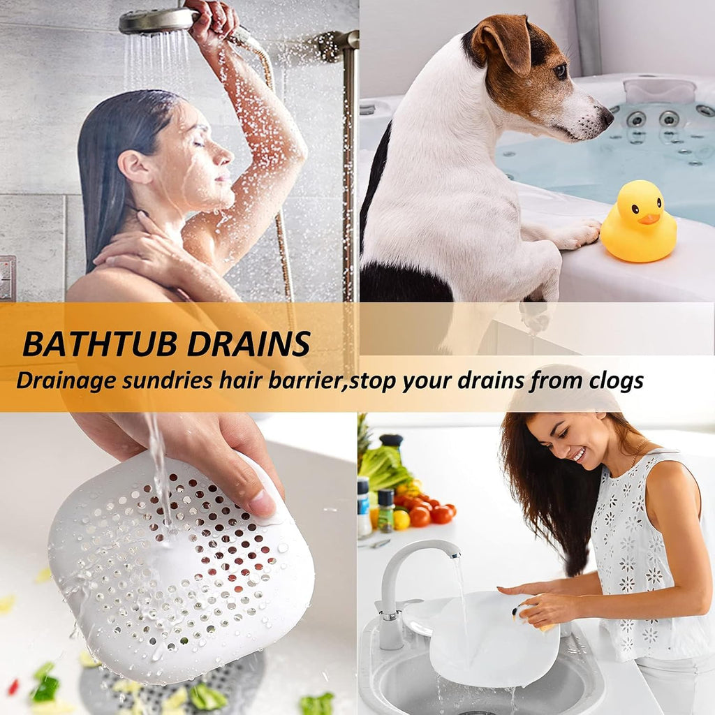 Bovinde Hair Drain Catcher,Square Cover for Shower 2 Pack (White)