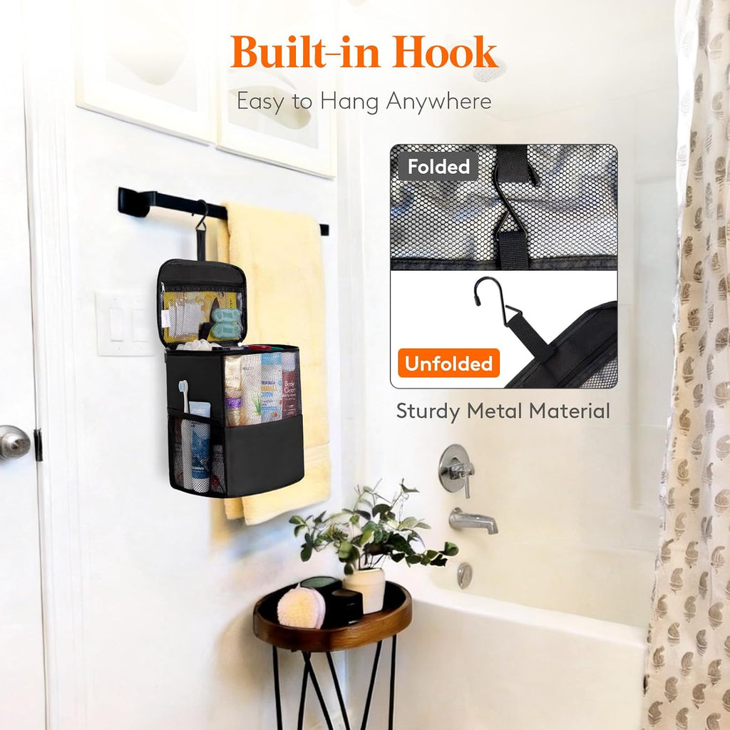 Lifewit Mesh Shower Caddy Bag, Hanging Shower Organizer, Large, Black