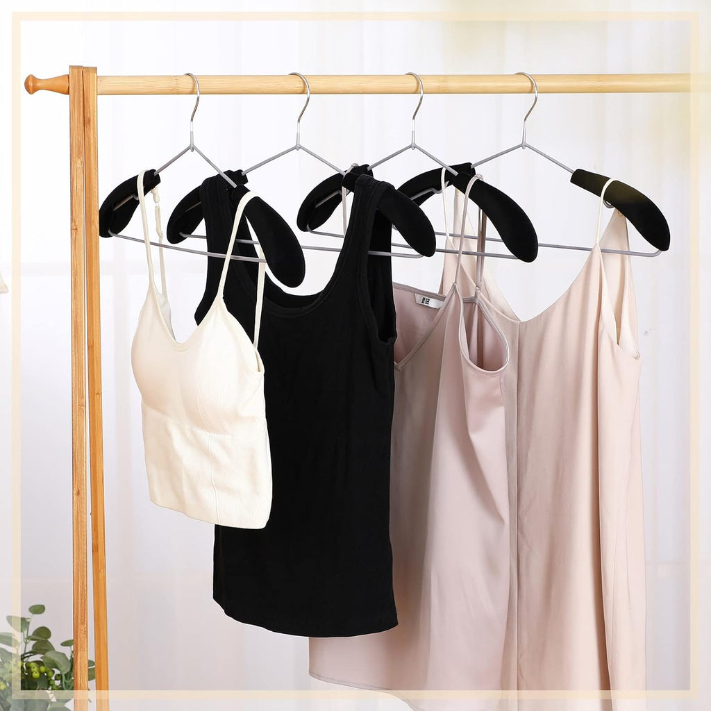Qunclay 8 Pcs Velvet Hanger Shoulder Pads Black Form Pads Shaper Protectors