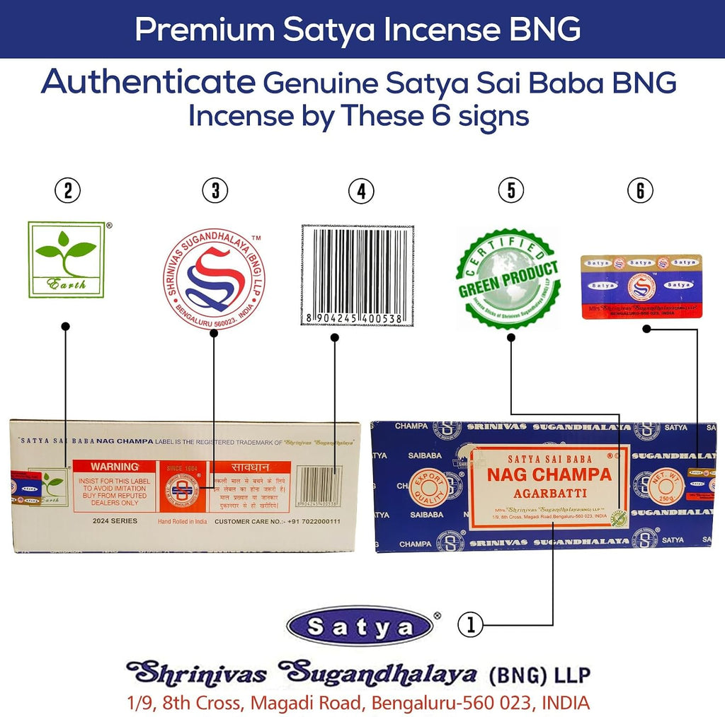 Satya Nag Champa Incense Sticks Bangalore- 250gm Bundle Natural Hand Rolled Non-Toxic Nagchampa BNG Insense Set with Raajsee Insence Stick Holder for Meditation, Yoga, Aromatherapy & Joss Sticks
