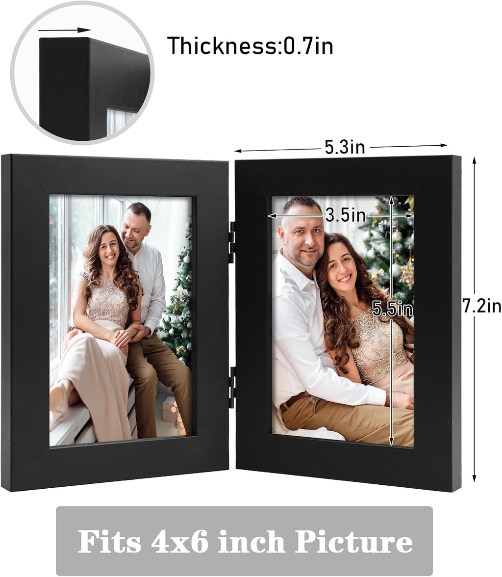 Frametory, 4x6 Double Picture Frame Black, 1 Pack