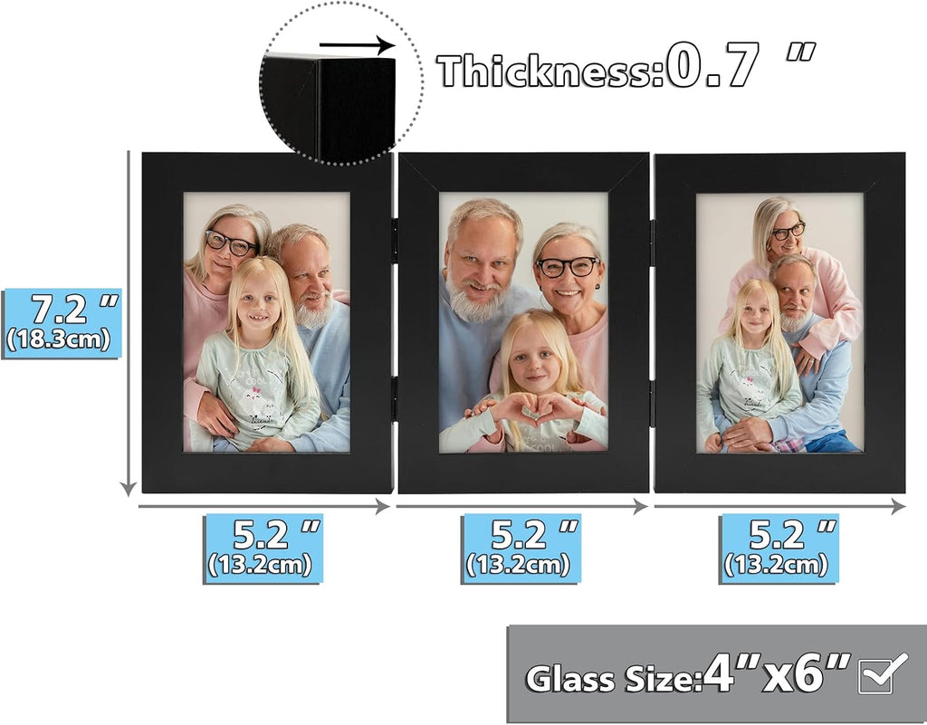 Frametory, 4x6 Triple Picture Frames Black, 1 Pack