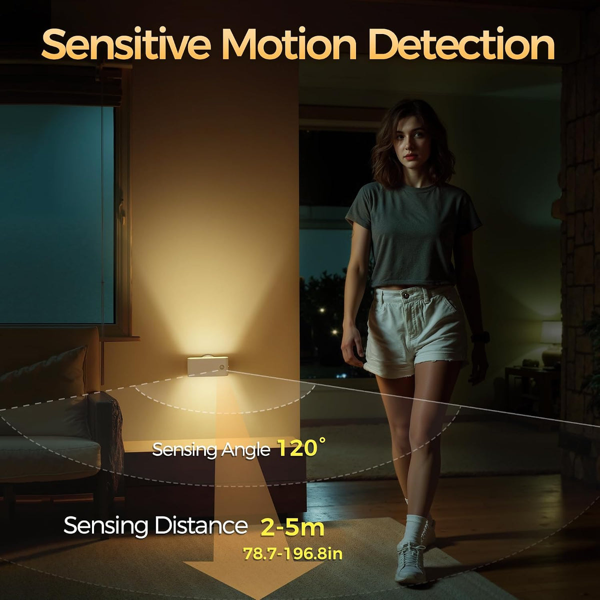 Briignite Motion Sensor Stair Light Indoor,LED Night Lights Plug into Wall